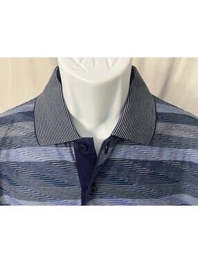 St. Croix Men's Blue Purple Detailed Short Sleeve Golf Polo Shirt Medium M